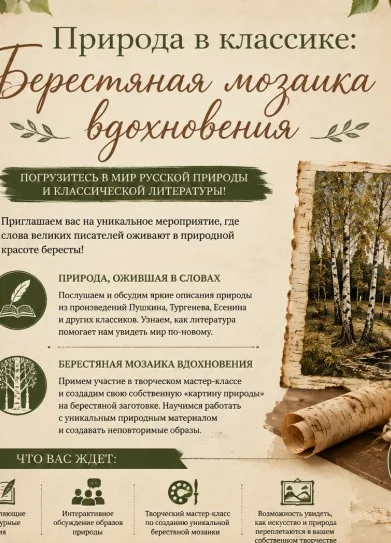 Постер: Природа в классике: Берестяная мозаика вдохновения