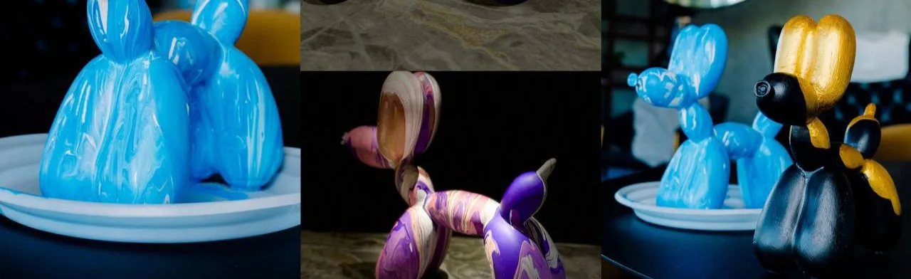 Роспись собачки Ballon Dog в ресторане Tillander