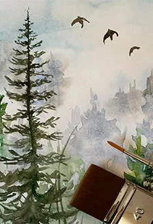 Акварельный лес. Мастер класс